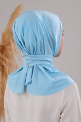 Kadın Tesettür Pratik Çıtçıtlı Sandy Deniz Havuz Uyumlu Fular Hazır Bone Bebe Mavisi - Standart