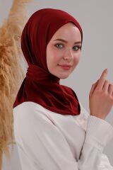 Kadın Tesettür Pratik Çıtçıtlı Sandy Deniz Havuz Uyumlu Fular Hazır Bone Bordo - Standart