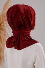 Kadın Tesettür Pratik Çıtçıtlı Sandy Deniz Havuz Uyumlu Fular Hazır Bone Bordo - Standart