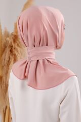 Kadın Tesettür Pratik Çıtçıtlı Sandy Deniz Havuz Uyumlu Fular Hazır Bone Pudra - Standart