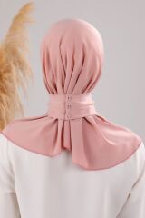 Kadın Tesettür Pratik Çıtçıtlı Sandy Deniz Havuz Uyumlu Fular Hazır Bone Pudra - Standart