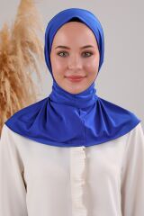 Kadın Tesettür Pratik Çıtçıtlı Sandy Deniz Havuz Uyumlu Fular Hazır Bone Saks Mavisi - Standart
