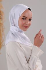 Kadın Tesettür Pratik Çıtçıtlı Sandy Deniz Havuz Uyumlu Fular Hazır Bone Beyaz - Standart