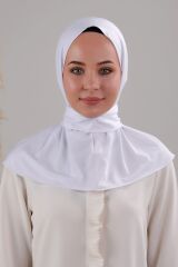 Kadın Tesettür Pratik Çıtçıtlı Sandy Deniz Havuz Uyumlu Fular Hazır Bone Beyaz - Standart