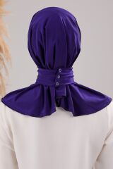 Kadın Tesettür Pratik Çıtçıtlı Sandy Deniz Havuz Uyumlu Fular Hazır Bone Mavi - Standart