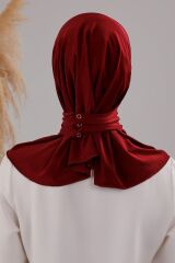 Kadın Tesettür Pratik Çıtçıtlı Sandy Fular Hazır Şal Bordo