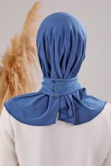 Kadın Tesettür Pratik Çıtçıtlı Sandy Fular Hazır Şal İndigo