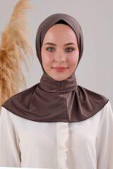 Kadın Tesettür Pratik Çıtçıtlı Sandy Fular Hazır Şal Kahverengi