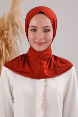 Kadın Tesettür Pratik Çıtçıtlı Sandy Fular Hazır Şal Kiremit