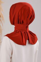 Kadın Tesettür Pratik Çıtçıtlı Sandy Fular Hazır Şal Kiremit