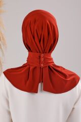 Kadın Tesettür Pratik Çıtçıtlı Sandy Fular Hazır Şal Kiremit