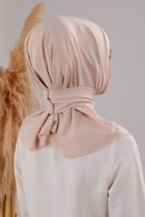 Kadın Tesettür Pratik Çıtçıtlı Sandy Fular Hazır Şal Krem