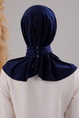 Kadın Tesettür Pratik Çıtçıtlı Sandy Fular Hazır Şal Lacivert