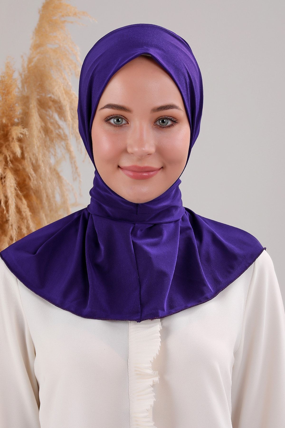 Kadın Tesettür Pratik Çıtçıtlı Sandy Fular Hazır Şal Mavi