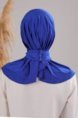 Kadın Tesettür Pratik Çıtçıtlı Sandy Fular Hazır Şal Saks Mavisi