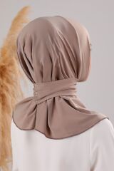 Kadın Tesettür Pratik Çıtçıtlı Sandy Fular Hazır Şal Vizon