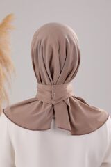 Kadın Tesettür Pratik Çıtçıtlı Sandy Fular Hazır Şal Vizon