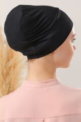 Kadın Tesettür Pratik Hazır Geçme Bone Siyah-Siyah - Standart