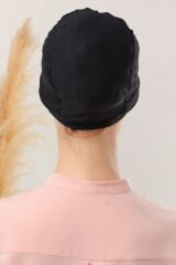 Kadın Tesettür Pratik Hazır Geçme Bone Siyah-Siyah - Standart