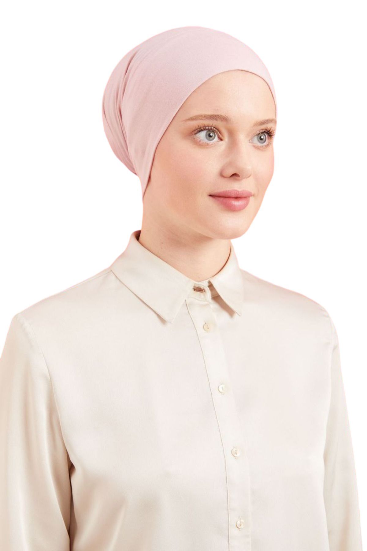 Kadın Tesettür Pratik Hazır Geçme Bone Pudra - Standart