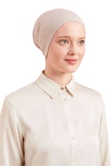 Kadın Tesettür Pratik Hazır Geçme Bone Taş Rengi - Standart