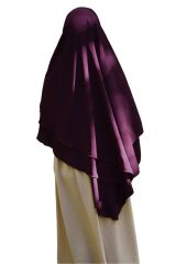 Kadın Tesettür Sufle Khimar Peçeli Üç Katlı Şifon Şal Mor - Tek Ebat
