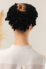 Kadın Tesettür Eşarp Şal Topuz Tokası Eşarp Topuzu Kadife Toka Siyah - Standart