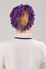 Kadın Tesettür Eşarp Şal Topuz Tokası Eşarp Topuzu Kadife Toka Mor - Standart