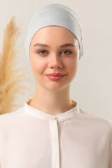Tesettür Silikonlu Kaymaz Bone Açık Gri - Standart