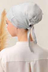 Tesettür Silikonlu Kaymaz Bone Açık Gri - Standart