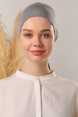 Tesettür Silikonlu Kaymaz Bone Koyu Gri - Standart