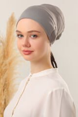Tesettür Silikonlu Kaymaz Bone Koyu Gri - Standart