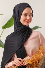 Tesettür Kadın Pratik Penye Şal Siyah - Standart