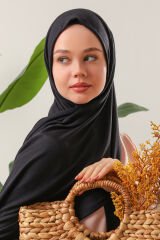 Tesettür Kadın Pratik Penye Şal Siyah - Standart