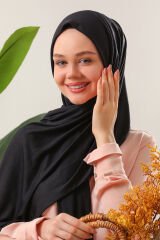 Tesettür Kadın Pratik Penye Şal Siyah - Standart