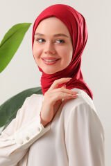 Tesettür Kadın Pratik Penye Şal Bordo - Standart