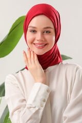 Tesettür Kadın Pratik Penye Şal Bordo - Standart