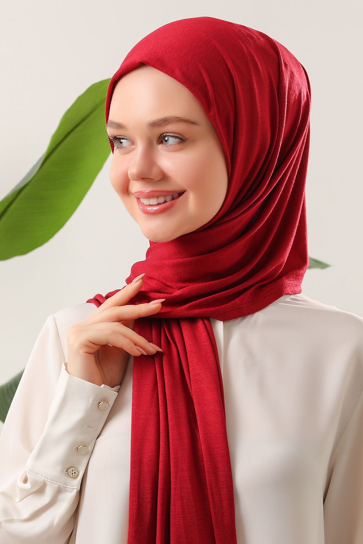 Tesettür Kadın Pratik Penye Şal Bordo - Standart