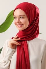 Tesettür Kadın Pratik Penye Şal Bordo - Standart