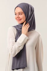 Tesettür Kadın Pratik Penye Şal Koyu Gri - Standart