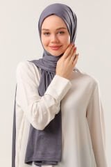 Tesettür Kadın Pratik Penye Şal Koyu Gri - Standart