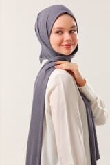 Tesettür Kadın Pratik Penye Şal Koyu Gri - Standart