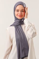 Tesettür Kadın Pratik Penye Şal Koyu Gri - Standart