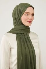 Tesettür Kadın Pratik Penye Şal Haki - Standart
