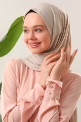 Tesettür Kadın Pratik Penye Şal Bej - Standart
