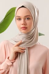 Tesettür Kadın Pratik Penye Şal Bej - Standart