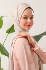 Tesettür Kadın Pratik Penye Şal Bej - Standart