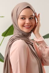 Tesettür Kadın Pratik Penye Şal Sütlü Kahve - Standart