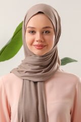 Tesettür Kadın Pratik Penye Şal Sütlü Kahve - Standart