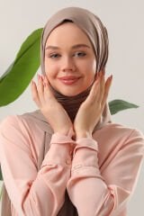 Tesettür Kadın Pratik Penye Şal Sütlü Kahve - Standart